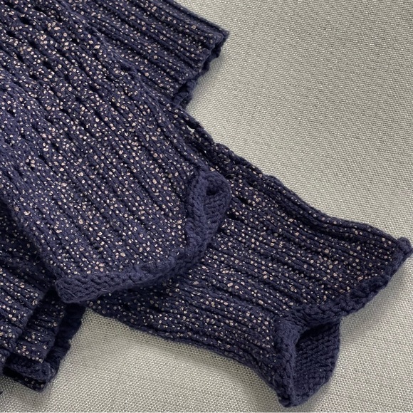 Narciso Rodriguez Navy Shimmery Cable Knit Sweater Size L - Picture 7 of 9